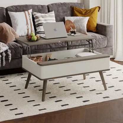 Elevatelux Rectangle Lift Top Square Coffee Table With Storage 37 x 23.5