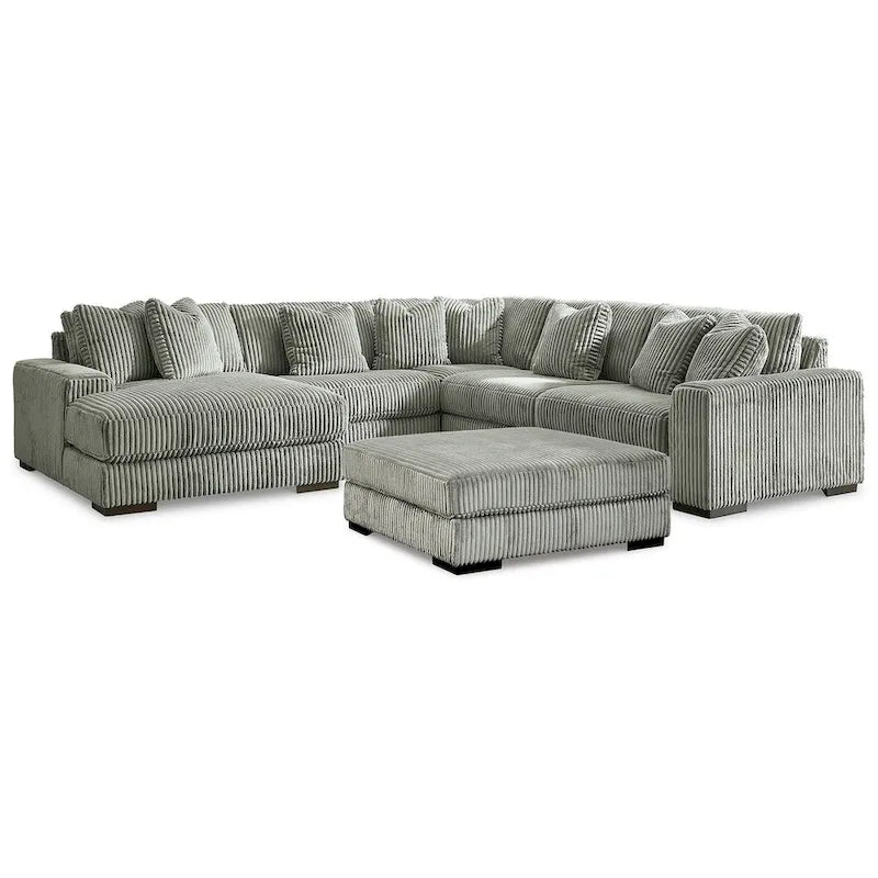 Signature Design by Ashley Lindyn Fog 5-Piece Sectional with Ottoman - 133 W x 133 D x 38 H