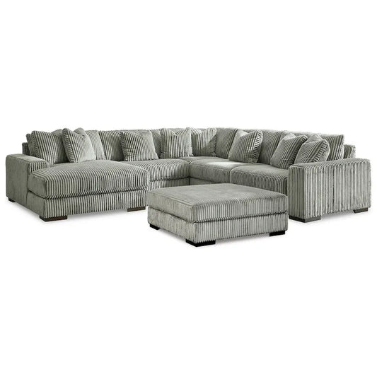 Signature Design by Ashley Lindyn Fog 5-Piece Sectional with Ottoman - 133 W x 133 D x 38 H