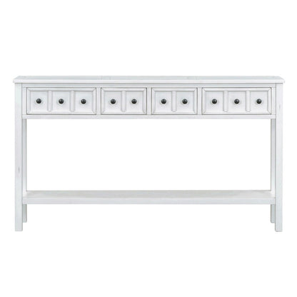 Nestfair Rustic Entryway Console Table with Drawers and Bottom Shelf