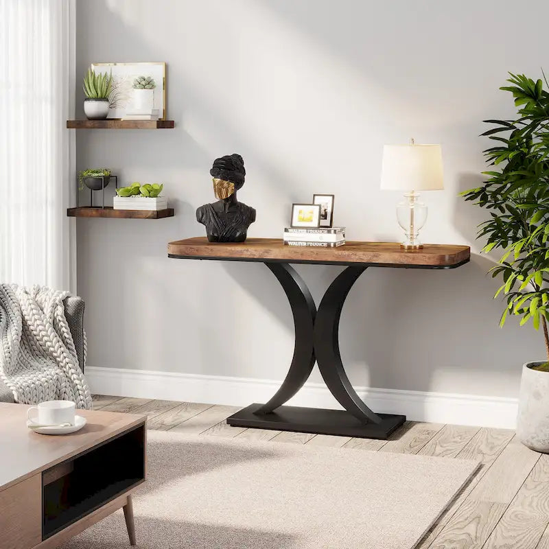 40 Inches Narrow Industrial Console Sofa Table for Entryway