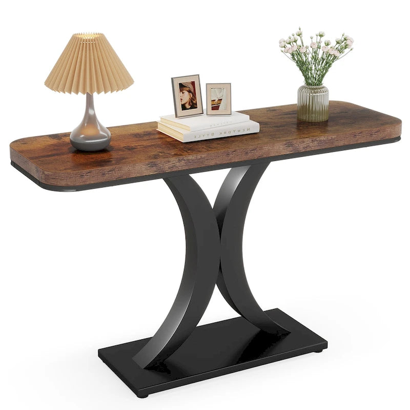 40 Inches Narrow Industrial Console Sofa Table for Entryway