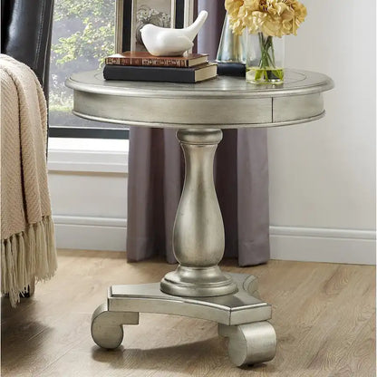 Round Wood Pedestal Side Table