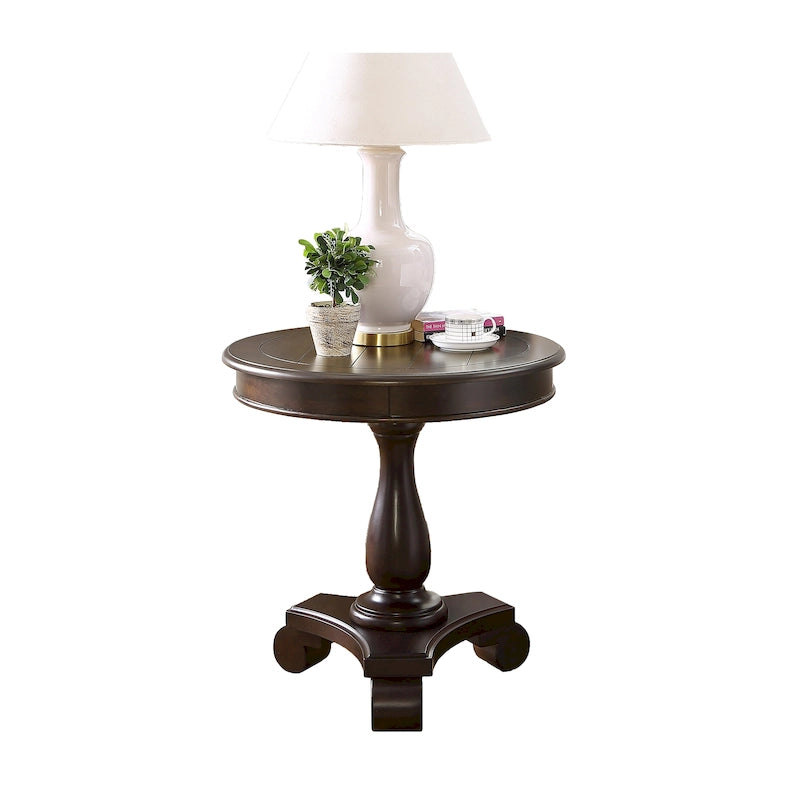 Round Wood Pedestal Side Table