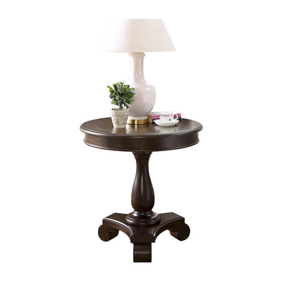 Round Wood Pedestal Side Table