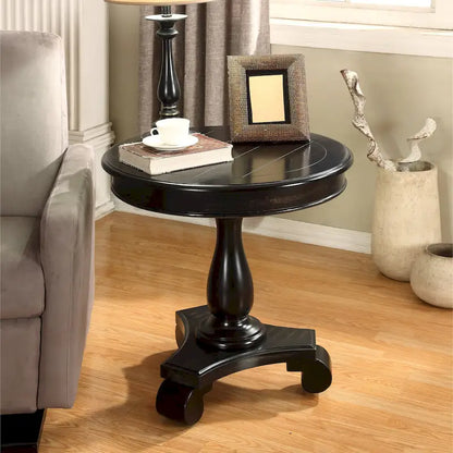 Round Wood Pedestal Side Table