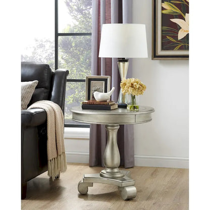 Round Wood Pedestal Side Table