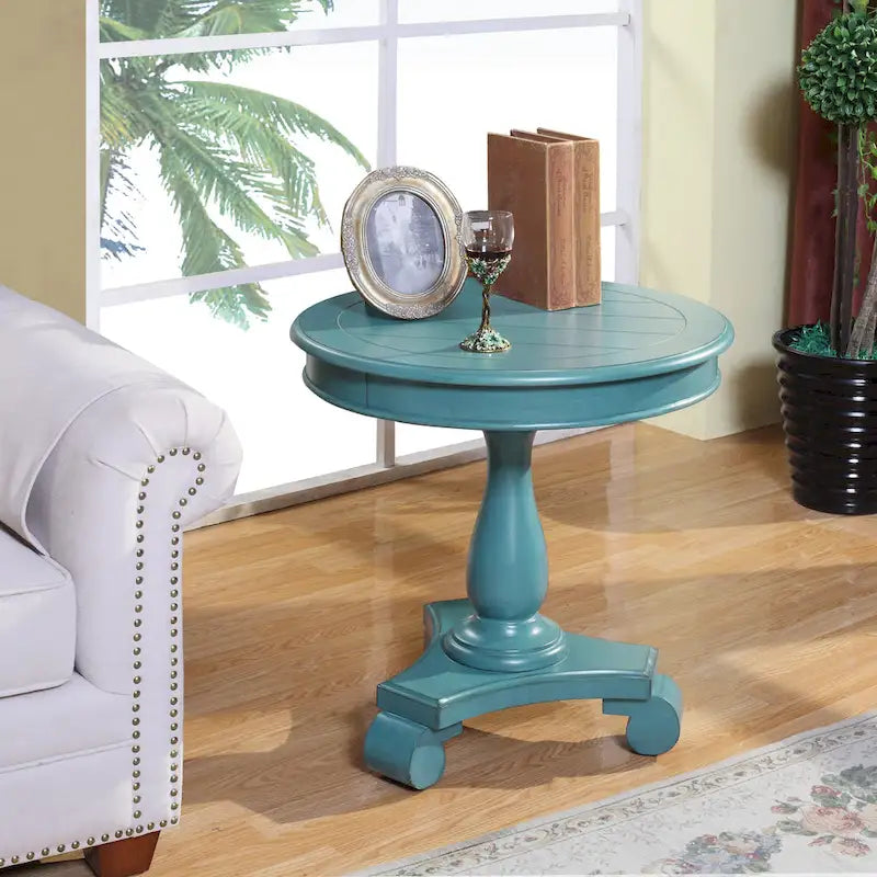 Round Wood Pedestal Side Table