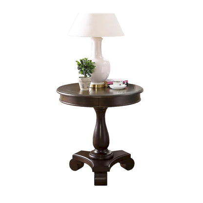 Round Wood Pedestal Side Table