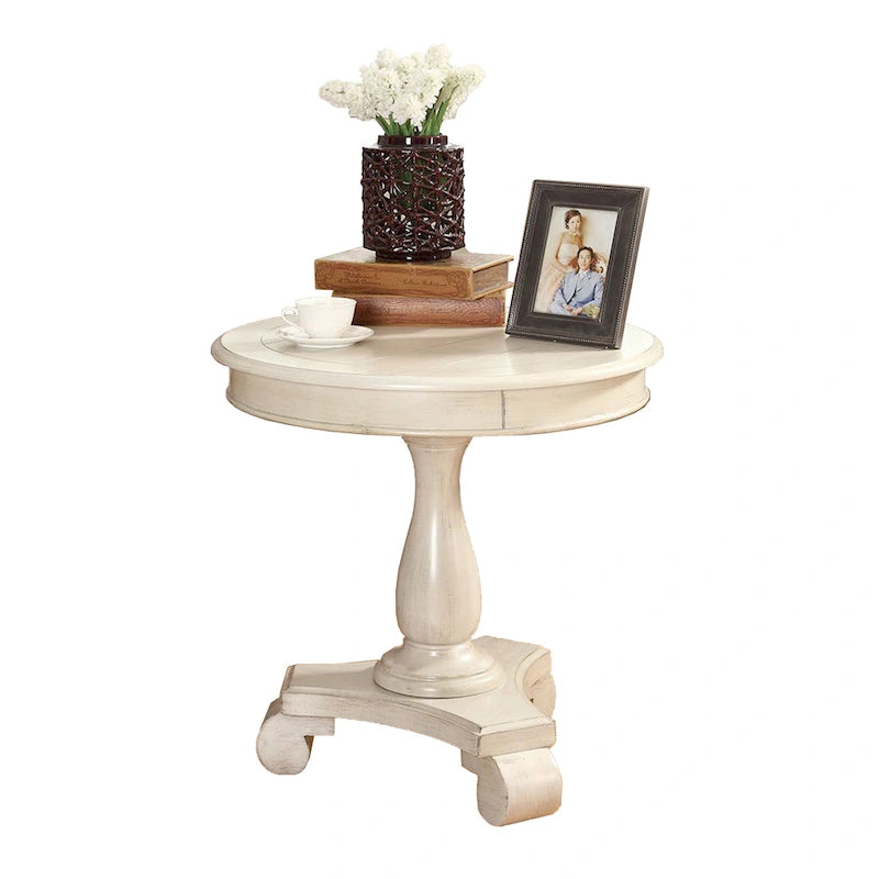 Round Wood Pedestal Side Table