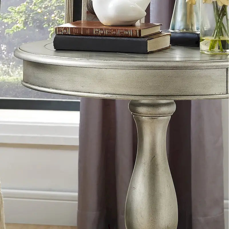 Round Wood Pedestal Side Table