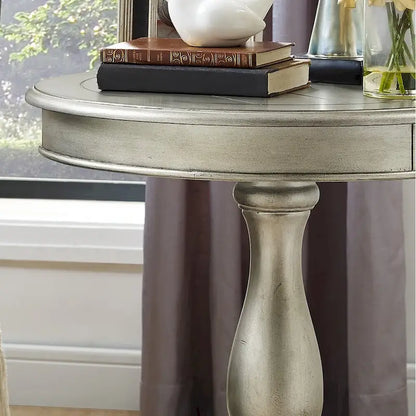 Round Wood Pedestal Side Table