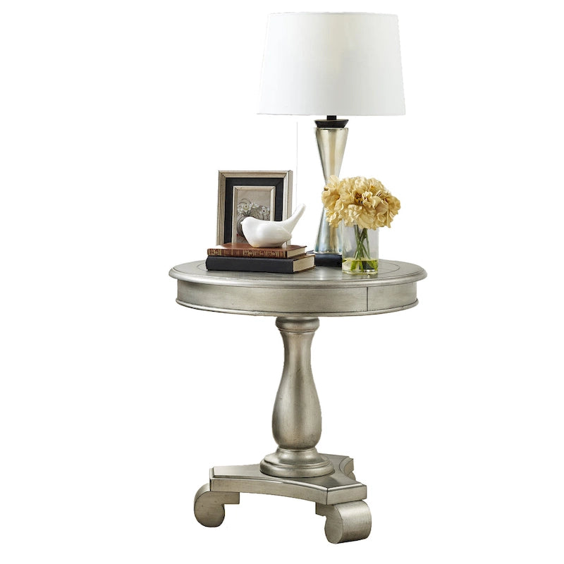 Round Wood Pedestal Side Table