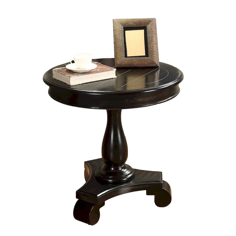 Round Wood Pedestal Side Table