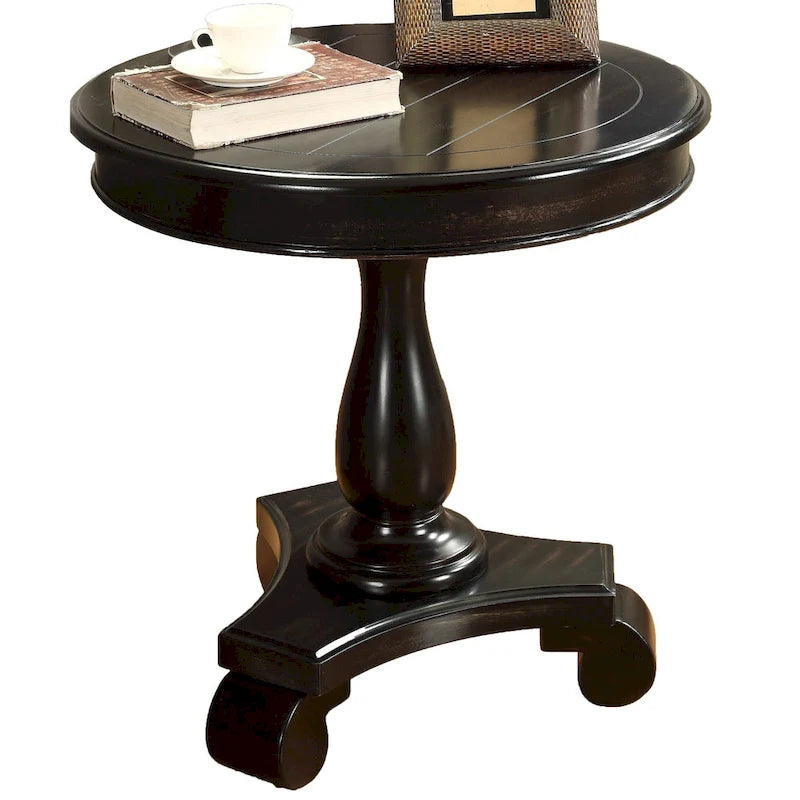 Round Wood Pedestal Side Table