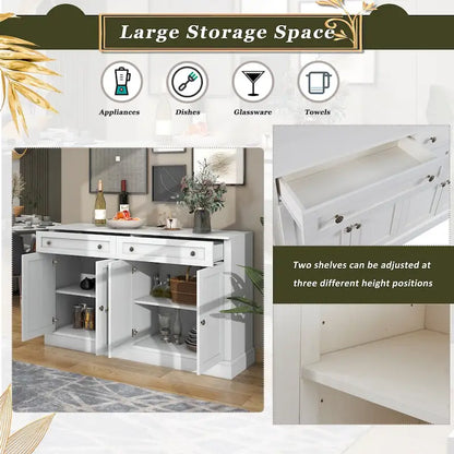 Kitchen Sideboard Buffet Cabinet with 2 Drawers and 4 Doors