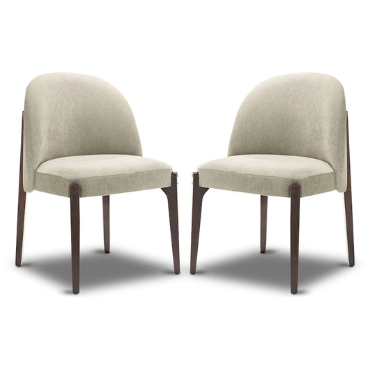 Poly & Bark Pietta Dining Chair (Set of 2) - Durable Fabric with Solid Wood Legs