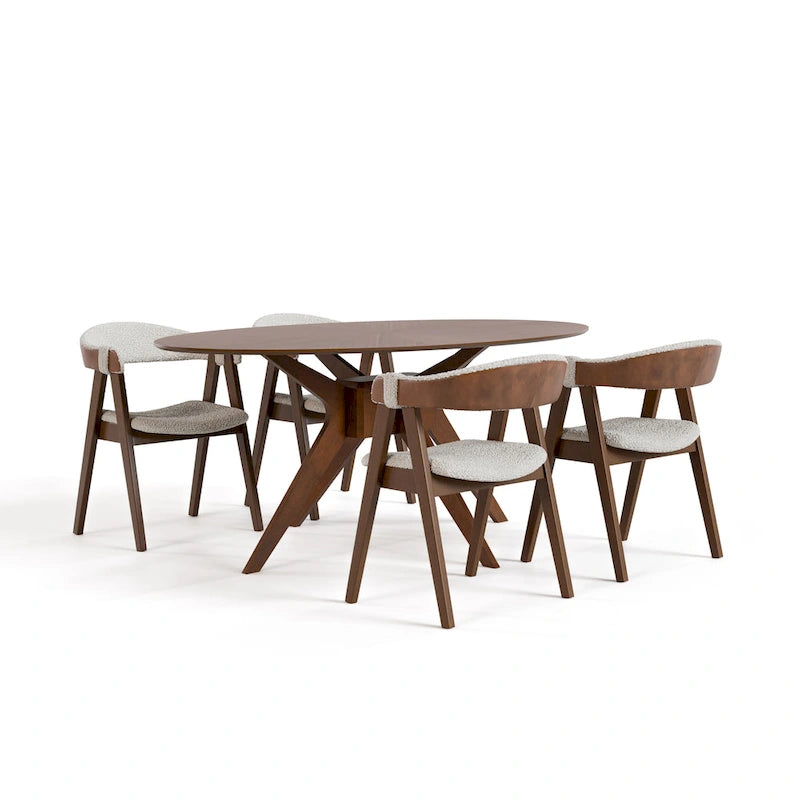 Furniture of America Shaw Mid-century Modern 5-Piece Wood Dining Table Set