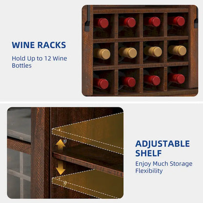Moasis Farmhouse Sideboard Buffet with Wine Racks Storage Bar Cabinet with Drawers