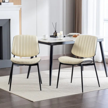2PCS Faux Leather Chair with Metal Legs