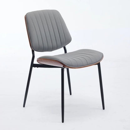 2PCS Faux Leather Chair with Metal Legs