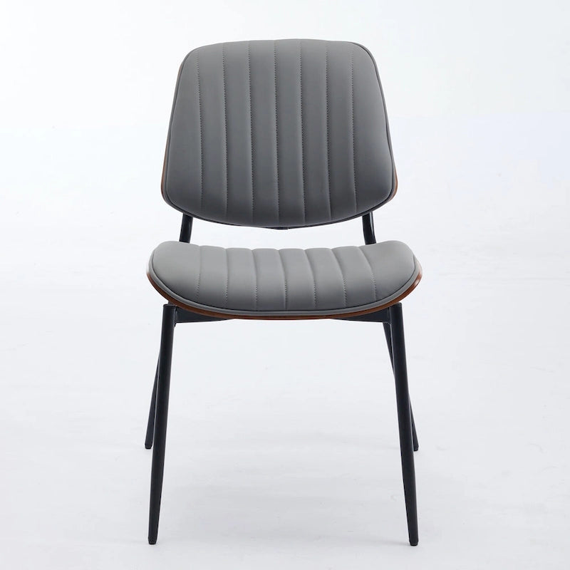 2PCS Faux Leather Chair with Metal Legs