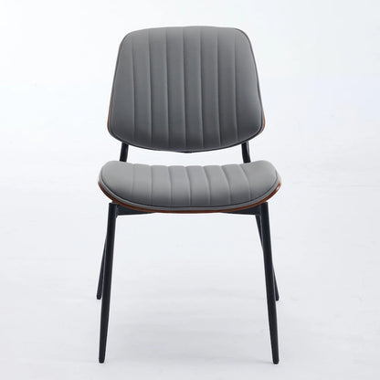 2PCS Faux Leather Chair with Metal Legs