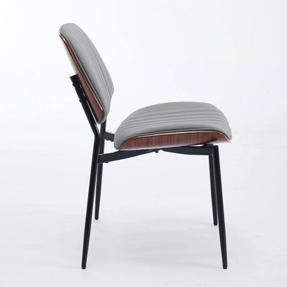 2PCS Faux Leather Chair with Metal Legs