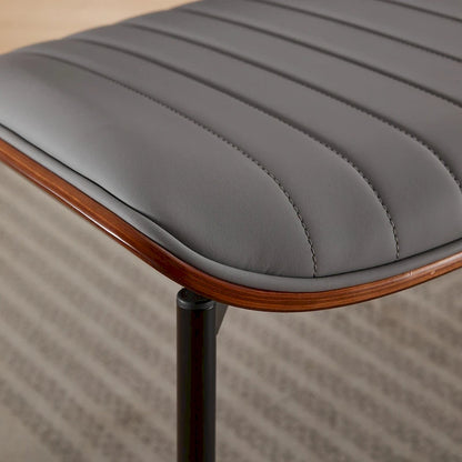 2PCS Faux Leather Chair with Metal Legs