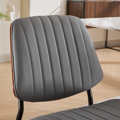 2PCS Faux Leather Chair with Metal Legs