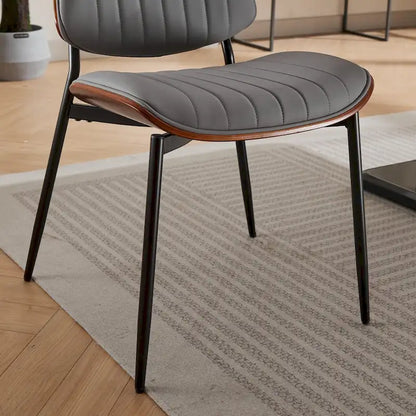2PCS Faux Leather Chair with Metal Legs