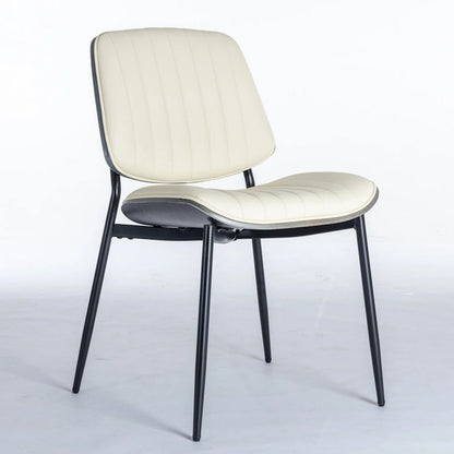 2PCS Faux Leather Chair with Metal Legs