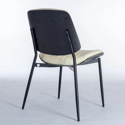 2PCS Faux Leather Chair with Metal Legs
