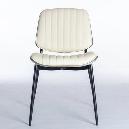 2PCS Faux Leather Chair with Metal Legs