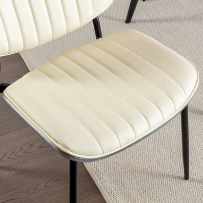 2PCS Faux Leather Chair with Metal Legs