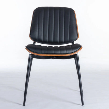 2PCS Faux Leather Chair with Metal Legs