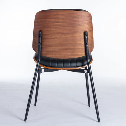 2PCS Faux Leather Chair with Metal Legs