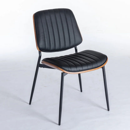 2PCS Faux Leather Chair with Metal Legs