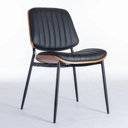 2PCS Faux Leather Chair with Metal Legs
