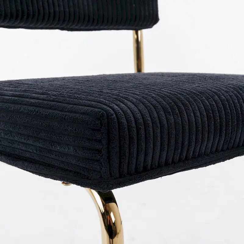 Mid Century Corduroy Dining Chairs with Gold Metal Base Set of 4