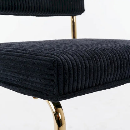 Mid Century Corduroy Dining Chairs with Gold Metal Base Set of 4