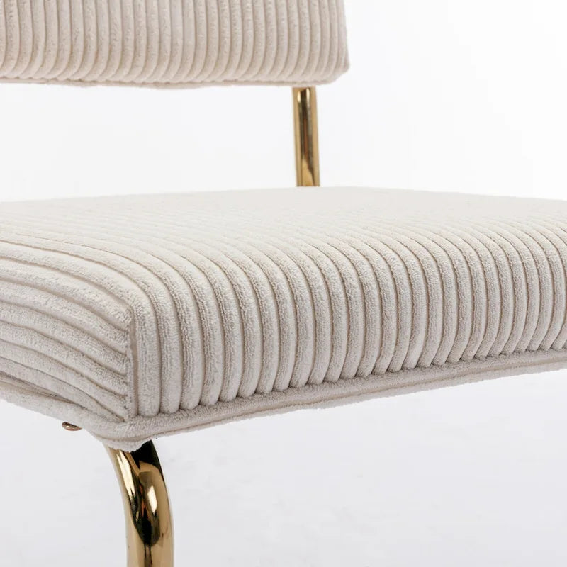 Mid Century Corduroy Dining Chairs with Gold Metal Base Set of 4