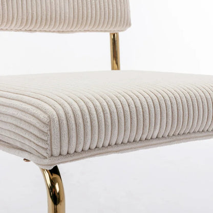 Mid Century Corduroy Dining Chairs with Gold Metal Base Set of 4