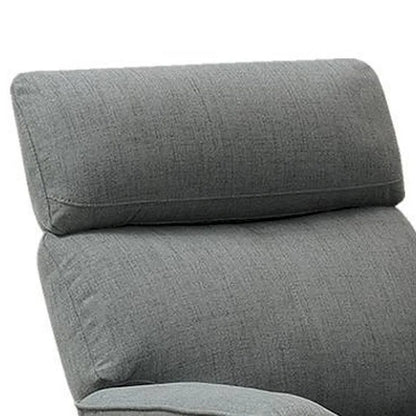Fery 35 Inch Manual Recliner Chair, Gray Burlap, Cushioned Seat, Solid Wood