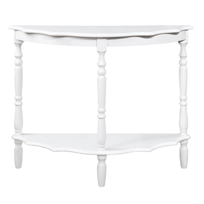 Retro Half-Moon Console Table with Open Shelf