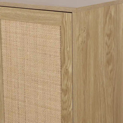 Anmytek Modern 2-Door Rattan Buffet Sideboard Kitchen Storage Cabinet for Living Room