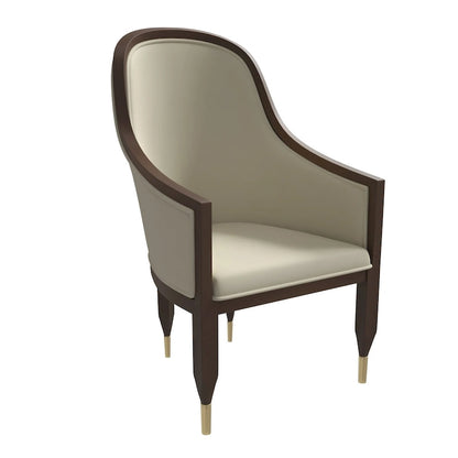 Leather Dining Chair with Arms with Rubberwood Frame Belle Series by LeisureMod