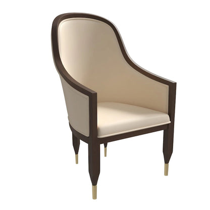 Leather Dining Chair with Arms with Rubberwood Frame Belle Series by LeisureMod