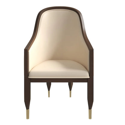 Leather Dining Chair with Arms with Rubberwood Frame Belle Series by LeisureMod