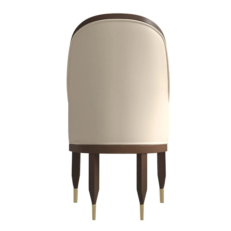 Leather Dining Chair with Arms with Rubberwood Frame Belle Series by LeisureMod